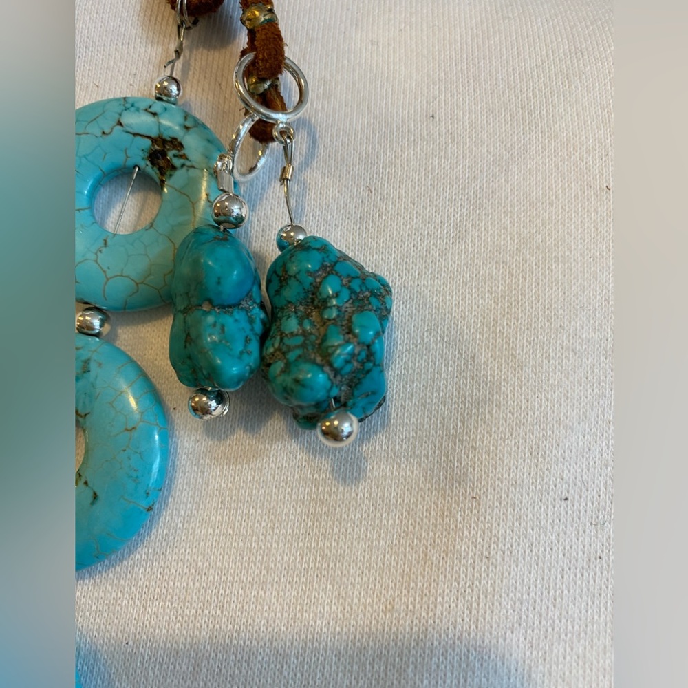 New Handcrafted Large Turquoise Statement Necklace - image 5